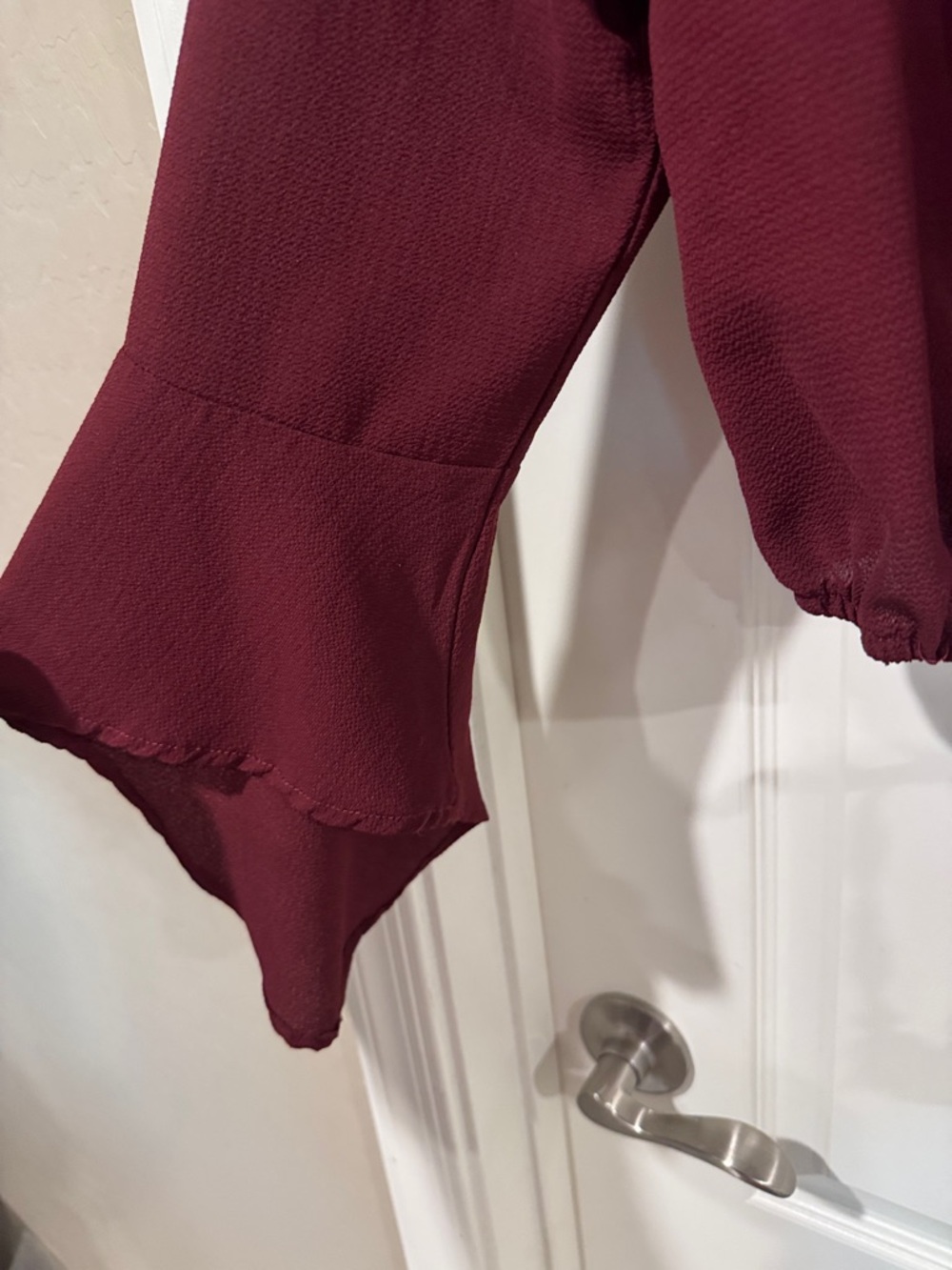 Rue21 Burgundy Embroidered V-Neck Tie-Front Blouse / AA20 - Picture 4 of 6